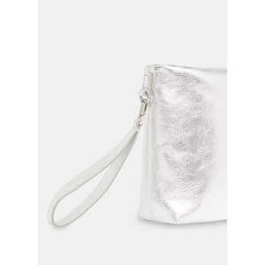 Whistles Avah Silver Zip Top Clutch